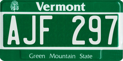 VT license plate AJF297