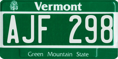 VT license plate AJF298
