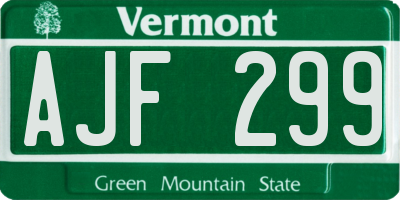VT license plate AJF299