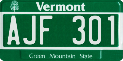 VT license plate AJF301