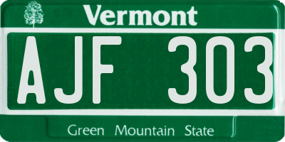 VT license plate AJF303