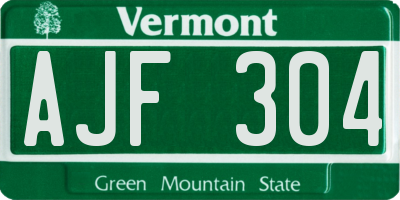 VT license plate AJF304