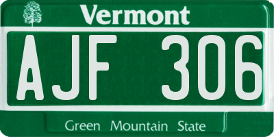 VT license plate AJF306