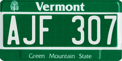 VT license plate AJF307