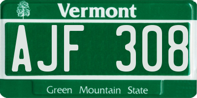 VT license plate AJF308