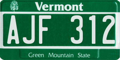 VT license plate AJF312