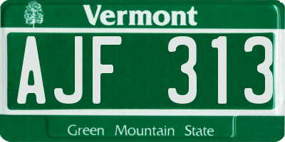 VT license plate AJF313