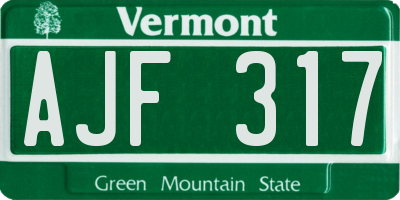 VT license plate AJF317
