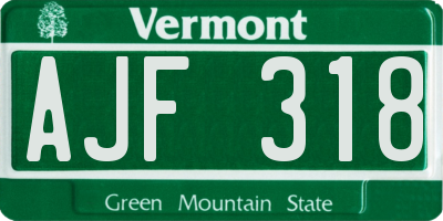 VT license plate AJF318