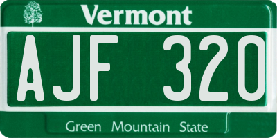 VT license plate AJF320