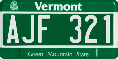 VT license plate AJF321