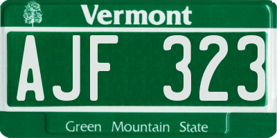 VT license plate AJF323