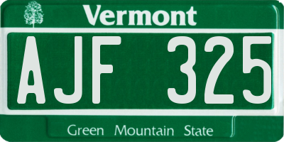 VT license plate AJF325