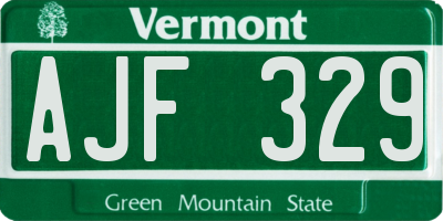 VT license plate AJF329
