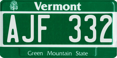 VT license plate AJF332