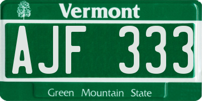 VT license plate AJF333