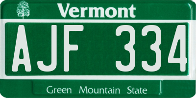 VT license plate AJF334
