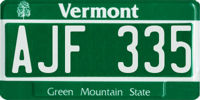 VT license plate AJF335