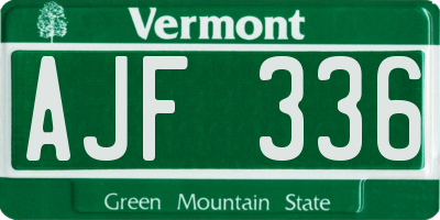 VT license plate AJF336
