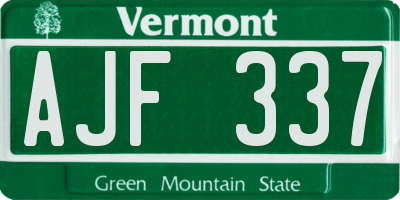 VT license plate AJF337