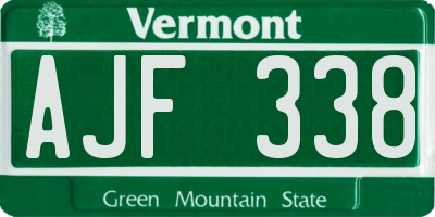 VT license plate AJF338