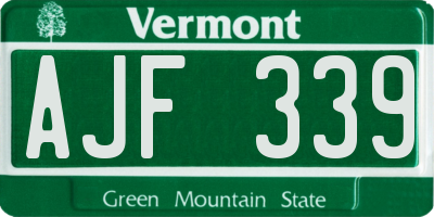 VT license plate AJF339