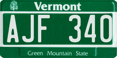 VT license plate AJF340
