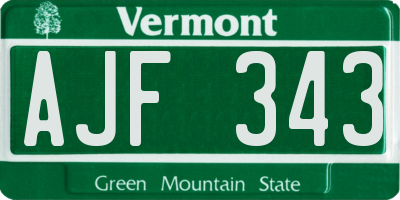 VT license plate AJF343