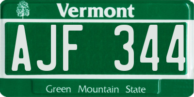 VT license plate AJF344