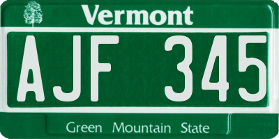 VT license plate AJF345