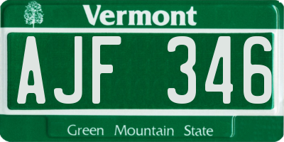 VT license plate AJF346