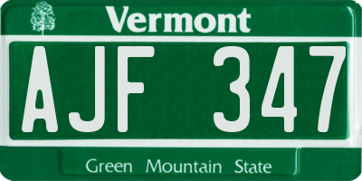 VT license plate AJF347