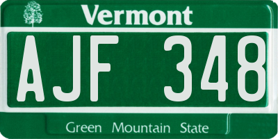 VT license plate AJF348