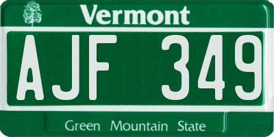 VT license plate AJF349