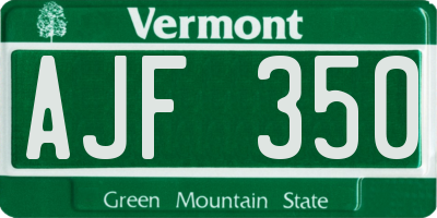 VT license plate AJF350