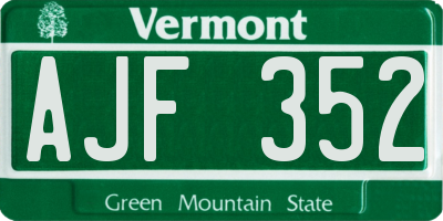VT license plate AJF352
