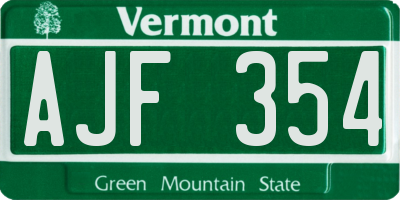 VT license plate AJF354