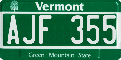 VT license plate AJF355