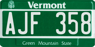 VT license plate AJF358