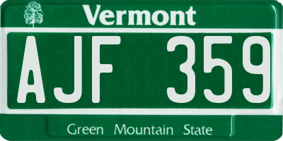 VT license plate AJF359