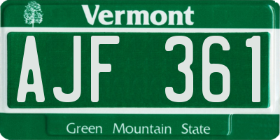 VT license plate AJF361