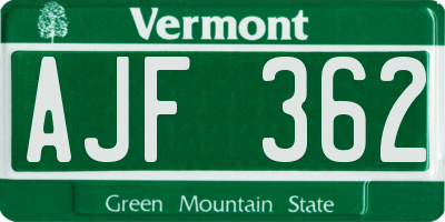 VT license plate AJF362