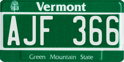 VT license plate AJF366