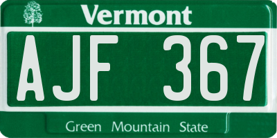 VT license plate AJF367
