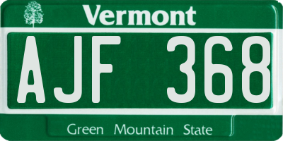 VT license plate AJF368