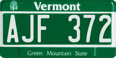 VT license plate AJF372