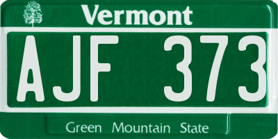 VT license plate AJF373