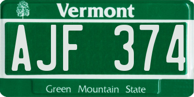 VT license plate AJF374