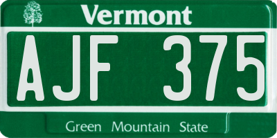 VT license plate AJF375
