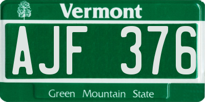 VT license plate AJF376